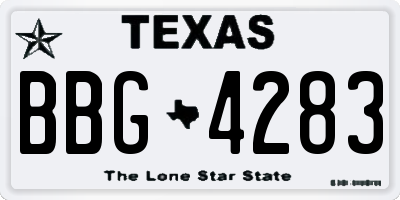 TX license plate BBG4283