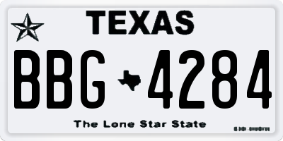 TX license plate BBG4284