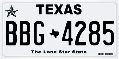 TX license plate BBG4285