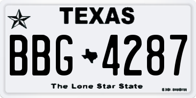 TX license plate BBG4287