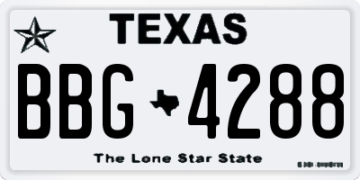 TX license plate BBG4288