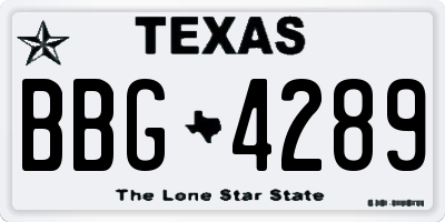 TX license plate BBG4289