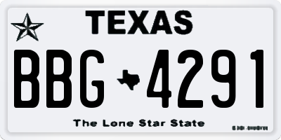 TX license plate BBG4291