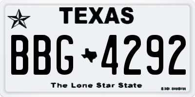 TX license plate BBG4292