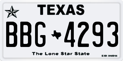 TX license plate BBG4293