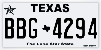 TX license plate BBG4294