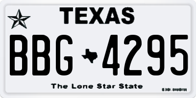 TX license plate BBG4295