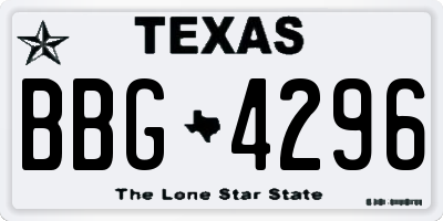 TX license plate BBG4296