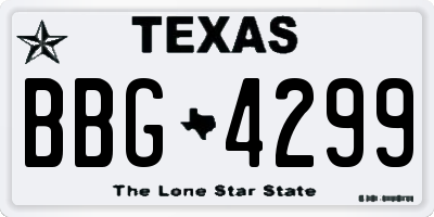 TX license plate BBG4299