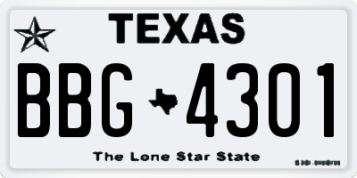 TX license plate BBG4301
