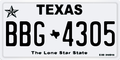 TX license plate BBG4305