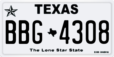 TX license plate BBG4308