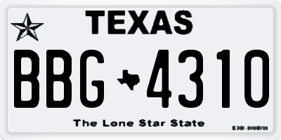 TX license plate BBG4310