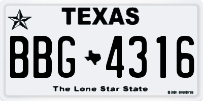TX license plate BBG4316