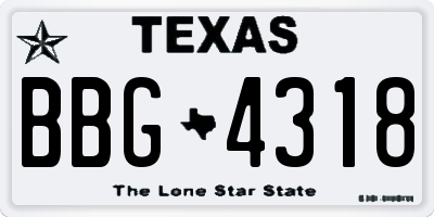 TX license plate BBG4318