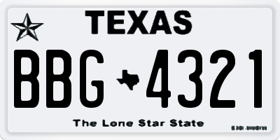 TX license plate BBG4321