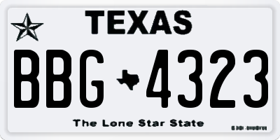 TX license plate BBG4323