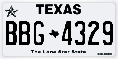 TX license plate BBG4329