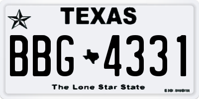 TX license plate BBG4331