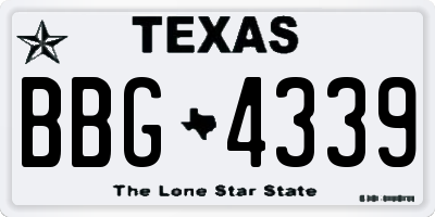 TX license plate BBG4339