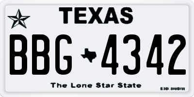 TX license plate BBG4342