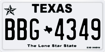 TX license plate BBG4349