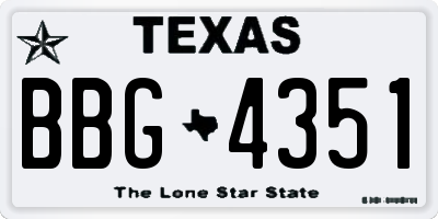 TX license plate BBG4351