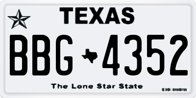 TX license plate BBG4352