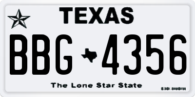 TX license plate BBG4356