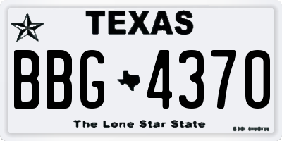 TX license plate BBG4370