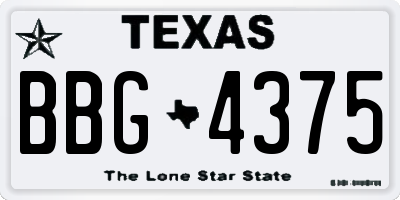 TX license plate BBG4375