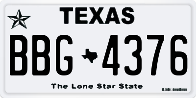 TX license plate BBG4376
