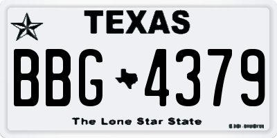 TX license plate BBG4379