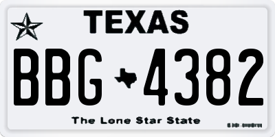 TX license plate BBG4382