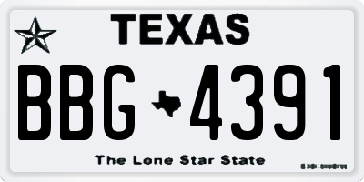 TX license plate BBG4391