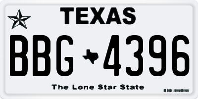 TX license plate BBG4396