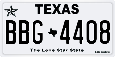 TX license plate BBG4408