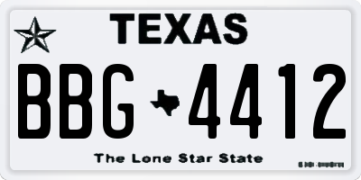 TX license plate BBG4412