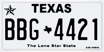 TX license plate BBG4421
