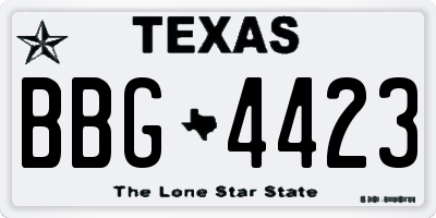 TX license plate BBG4423