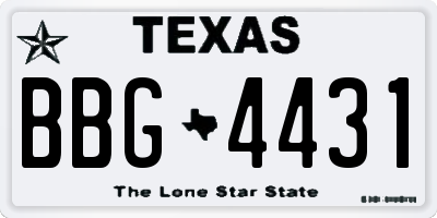 TX license plate BBG4431