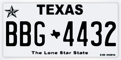 TX license plate BBG4432