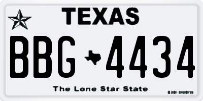 TX license plate BBG4434