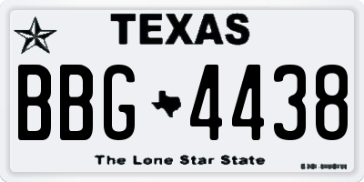 TX license plate BBG4438