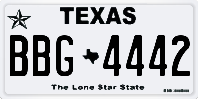 TX license plate BBG4442