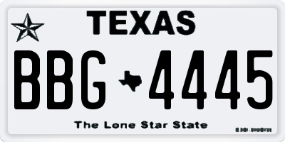 TX license plate BBG4445