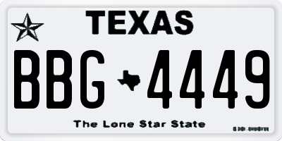 TX license plate BBG4449