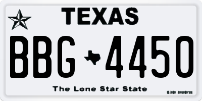 TX license plate BBG4450