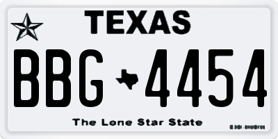 TX license plate BBG4454