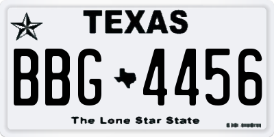 TX license plate BBG4456